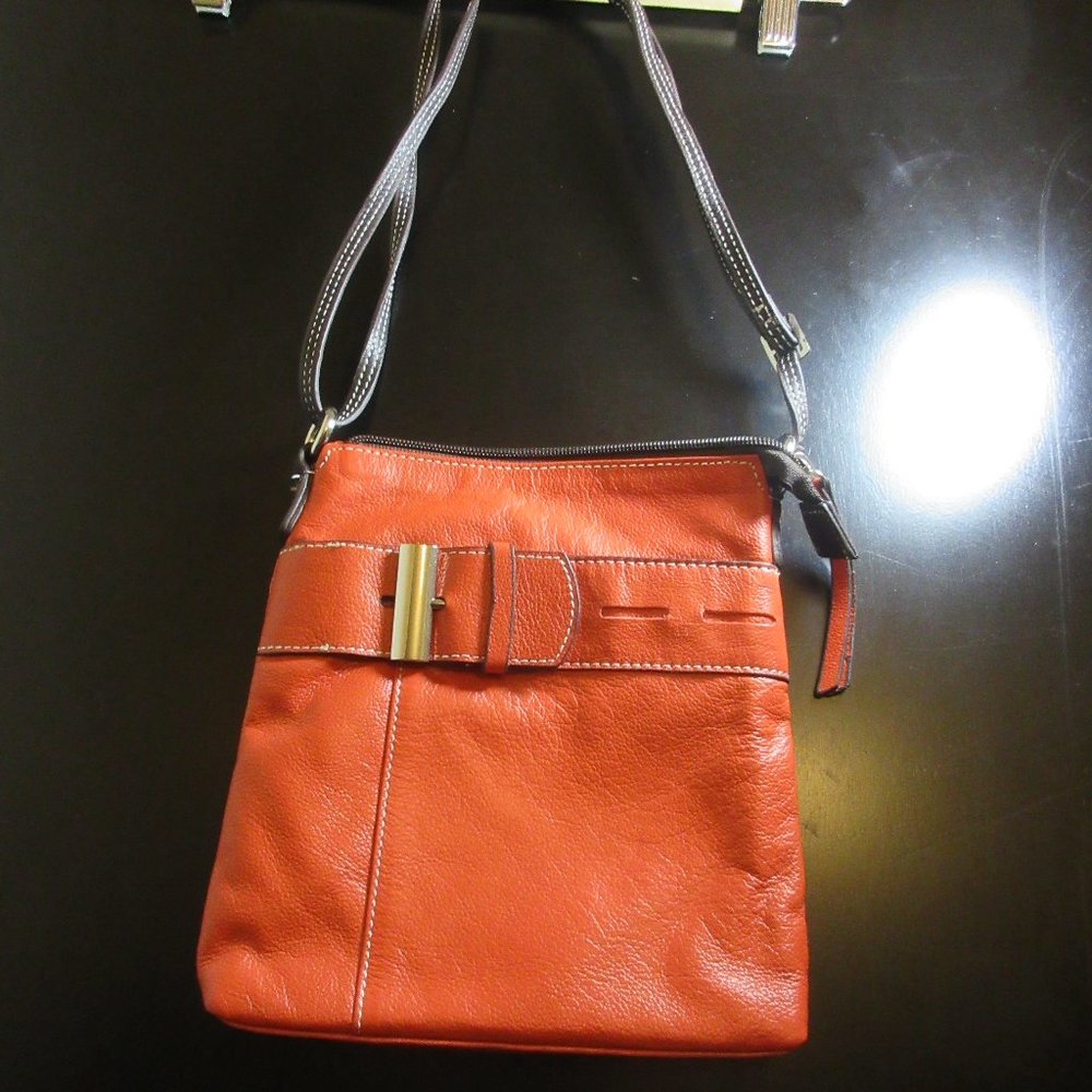 Vera Pelle Orange Genuine Leather Crossbody Bag